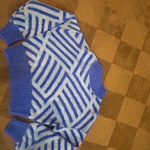 Sugarlips Blue and Light Blue Geometric Stripe Sweater